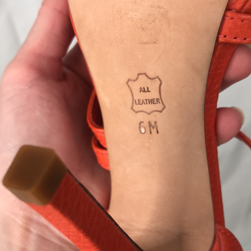 Tory Burch Orange Strappy Heels - Picture 4 of 9